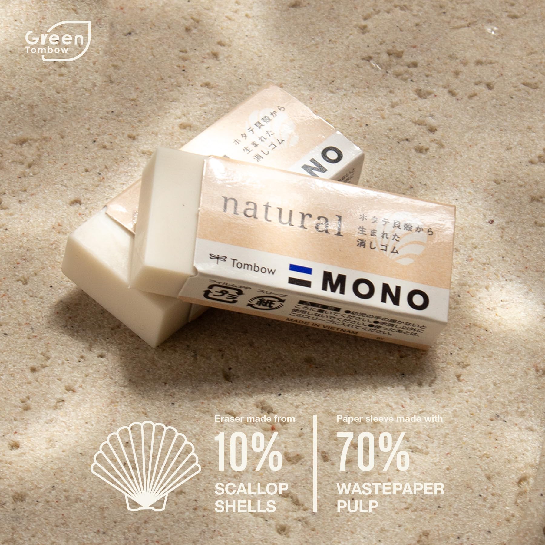 Tombow 57325 Mono Natural Radiergummi, 20 Stück