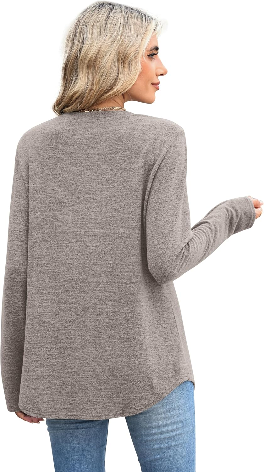 WIHOLL Long Sleeve Shirts for Women Fall Fashion Dressy Casual Pleated Tops Lightweight Sweaters 2025 - Image 5