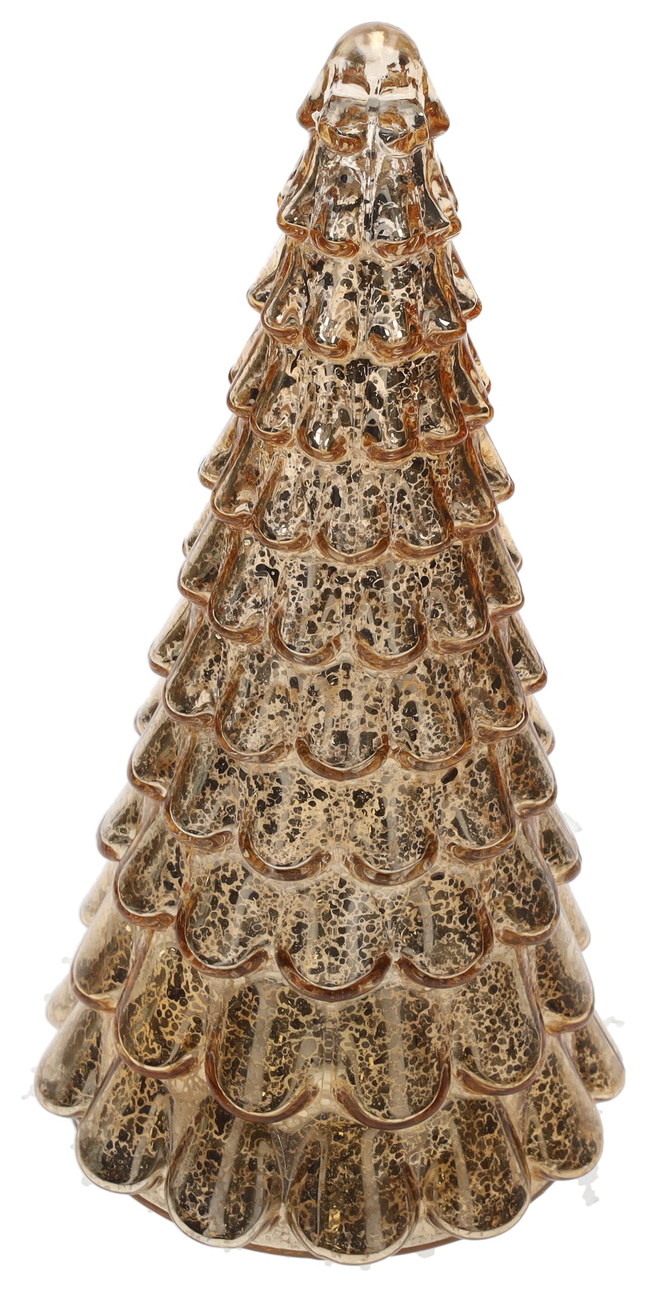 Keyhomestore - Árbol de cristal dorado con LED, decoración navideña, altura 32 cm, diámetro 15 cm, ideal como adorno de decoración, centro de mesa.