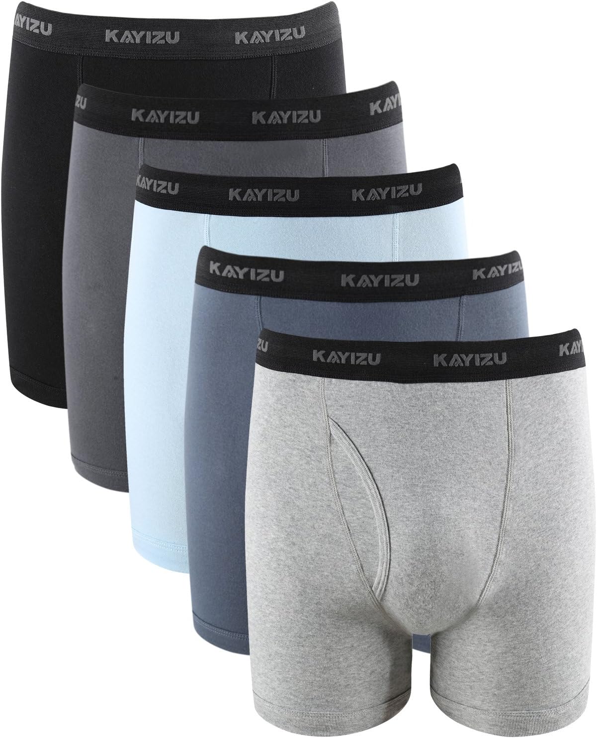 KAYIZU Men's Underwear Ultra Soft Cotton Stretch Boxer Briefs (5-Pack)