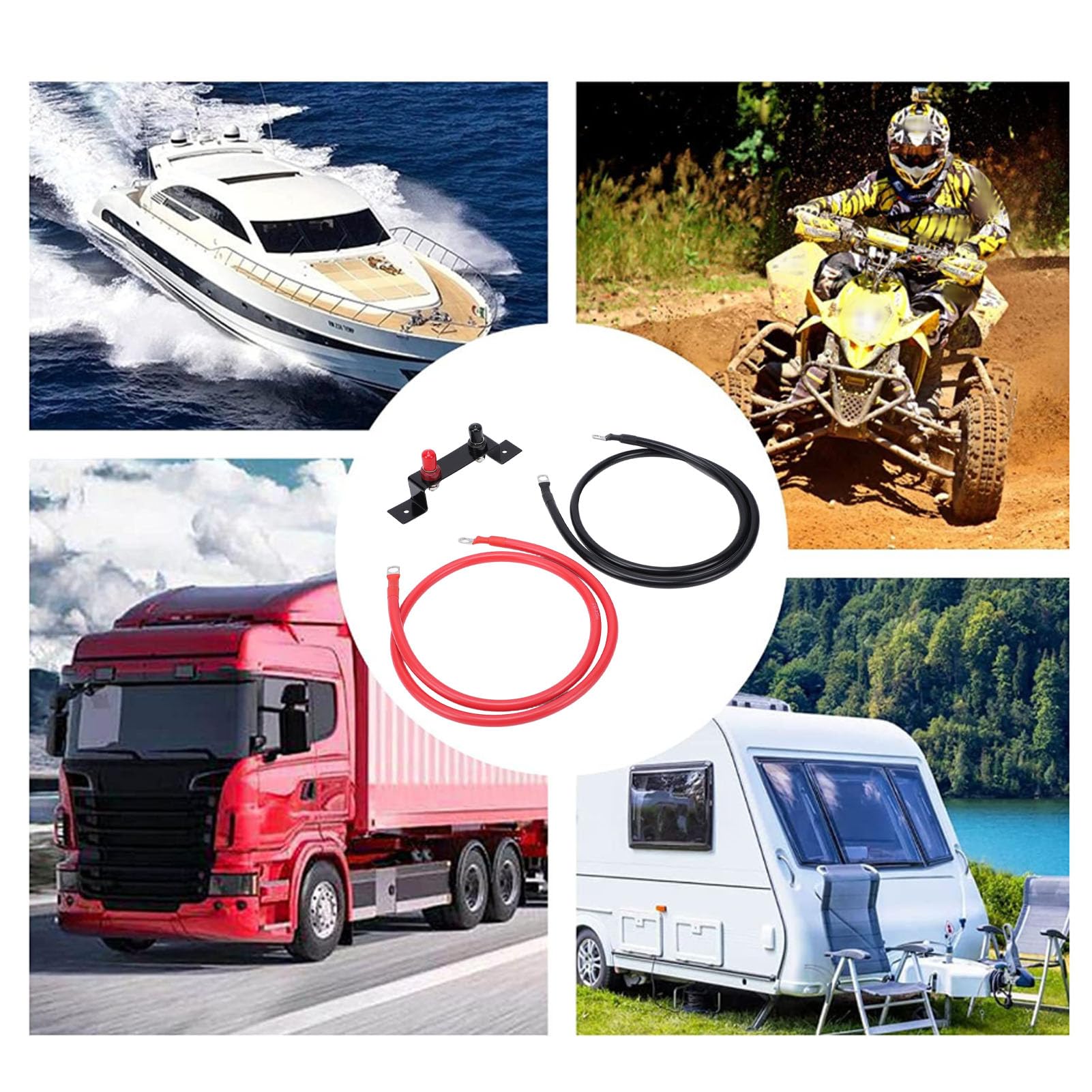 Yctze Kit de Reubicación de Poste de Salto de Batería de Terminales de Batería Remota de Coche 4AWG | Cable de cobre de 1,2 M, acceso de carga rápida, soporte a prueba de golpes para UTV ATV coche camión RV barco