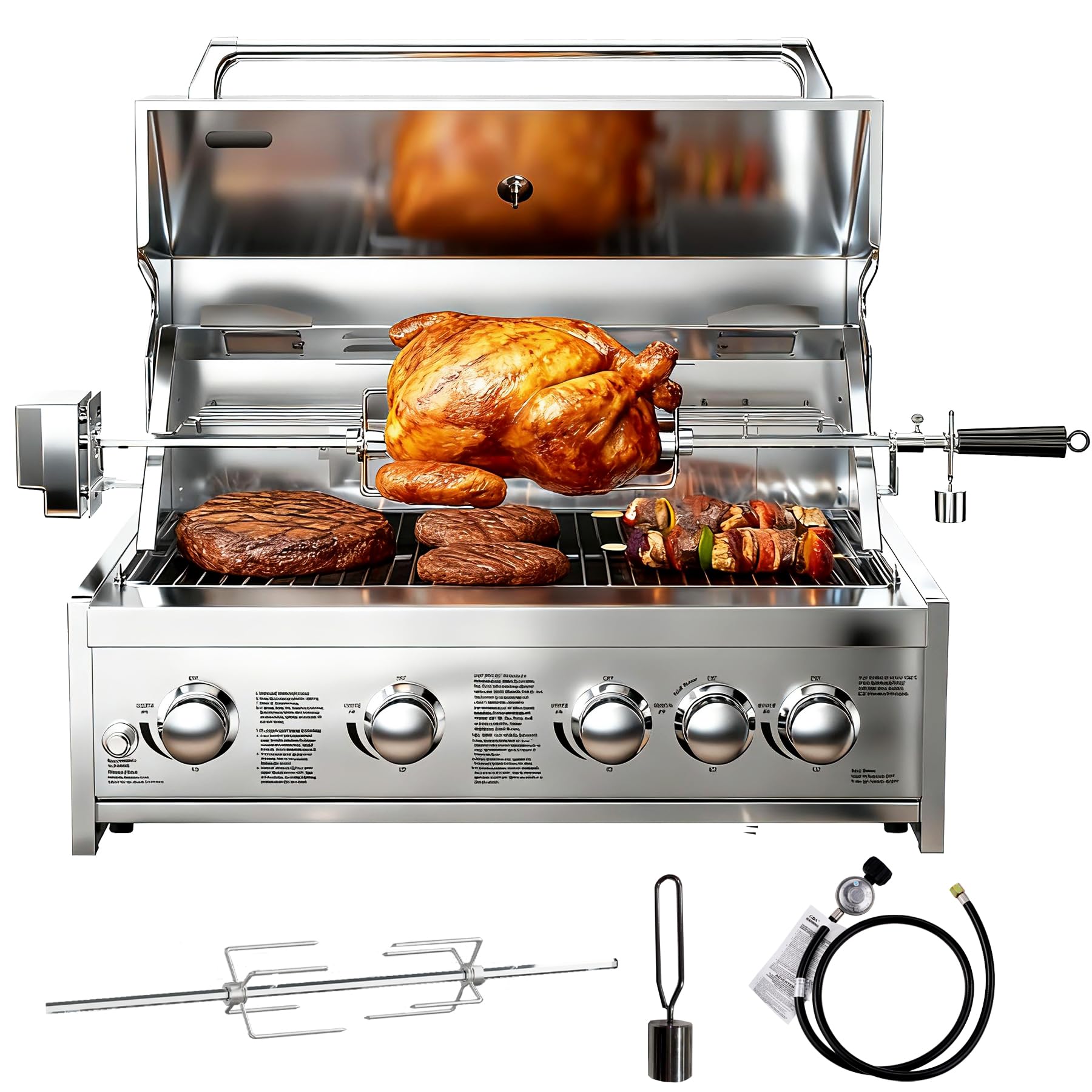 BODEGA Gas Grill Built-In Head, 30-Inch 5-Burner Propane Grill