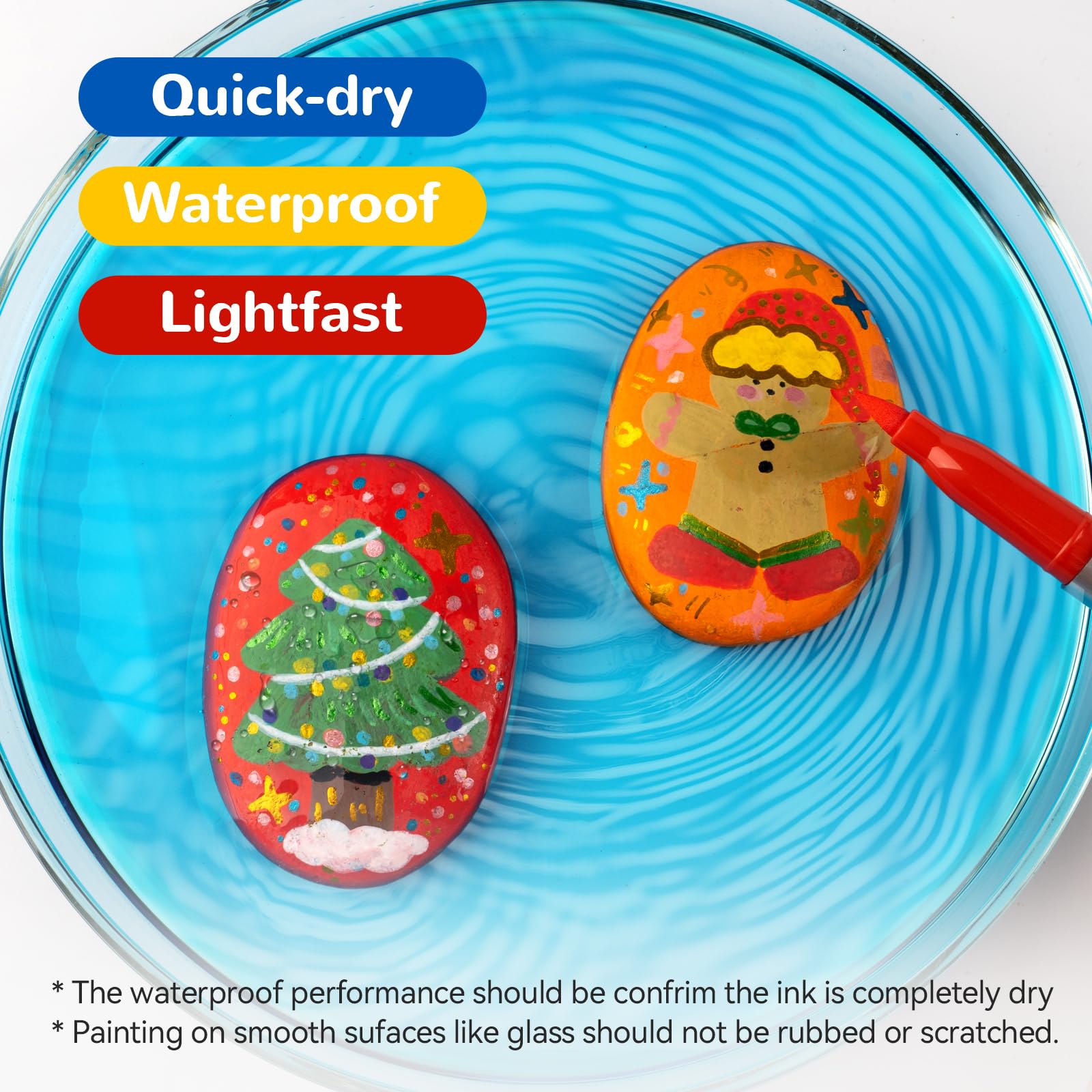 HOTU Pennarelli acrilici 36 colori per vetro, carta, tessuto, legno e libri da colorare - Pennarelli a grande capacità (6,6 g ciascuno) - Kit di forniture per arte e fai da te - Ottima idea regalo