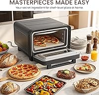 Vista 3 de Simple Deluxe Horno eléctrico para pizza de interior de 1600 W, 6 modos de cocción para pizza de 12 pulgadas, calentamiento rápido con control