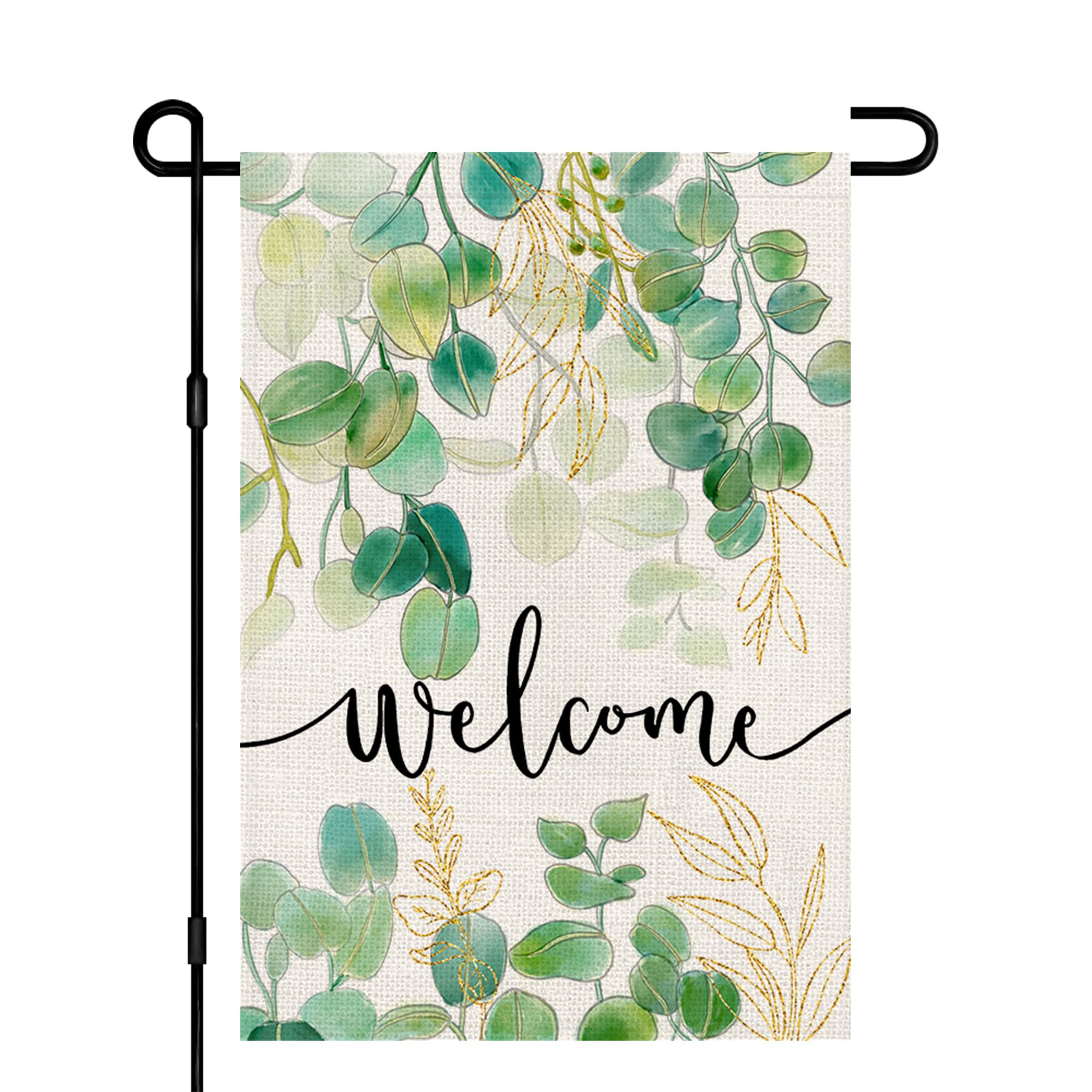 Spring Green Plants Garden Flag 12x18 Inch Double Sided Burlap for Outside Welcome Small Sign Yard Holiday Decoration DF471