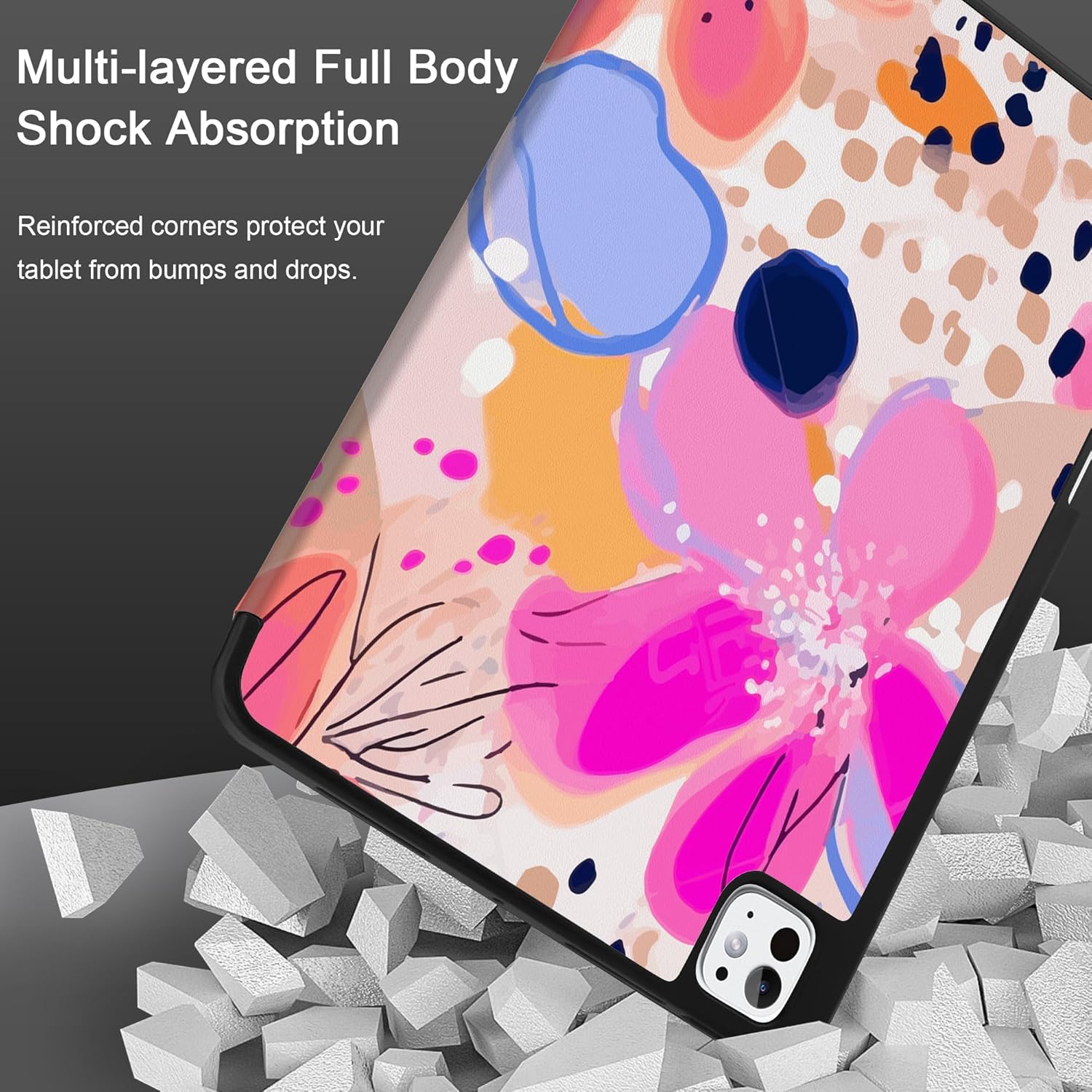 DONGKE Case for iPad Pro 13 inch (M5 2025 / M4 2024) – [Built-in Pencil Holder] Ultra Slim PU Leather Trifold Stand Cover with Soft TPU Back, Auto Wake/Sleep - Floral Artistic