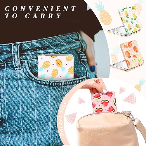 Miniatura 3 de Vicenpal Espejos compactos, espejo de bolsillo pequeño, diseño de frutas, mini aumento, portátil, maquillaje de piel sintética, doble cara para