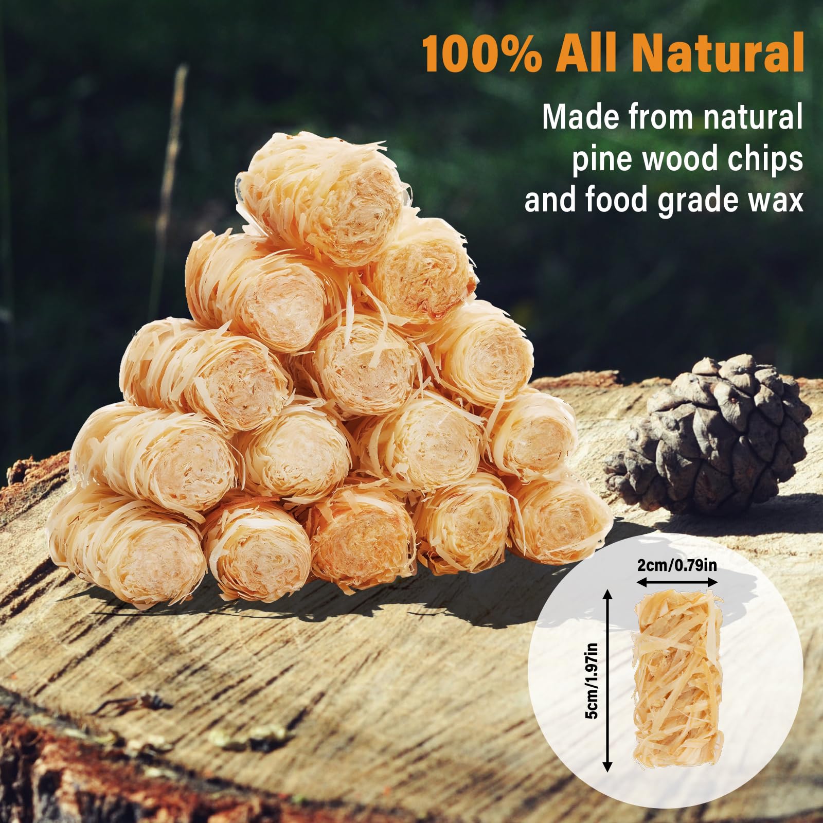 HGD (200pcs) Fire Starters for Campfires, Natural Charcoal Starters,Chimney Starter for Charcoal Grill, Indoor Outdoor Use, Weather-Resistant