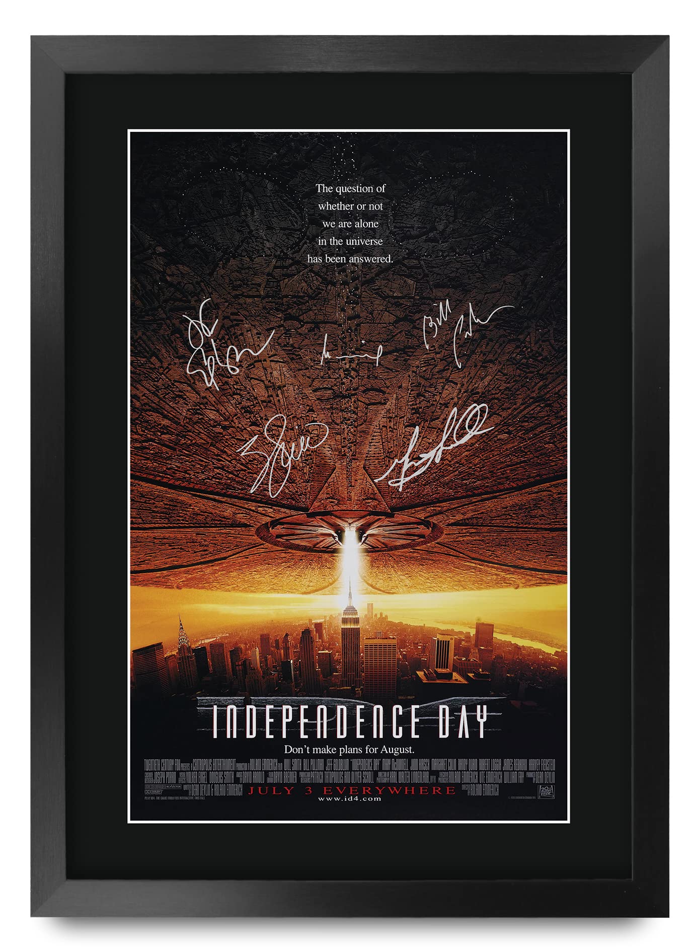 HWC Trading FR A3 Independence Day Will Smith Geschenke Geduckter Poster Signiertes Autogramm Foto für Fans von Film Memorabilien - A3 Framed