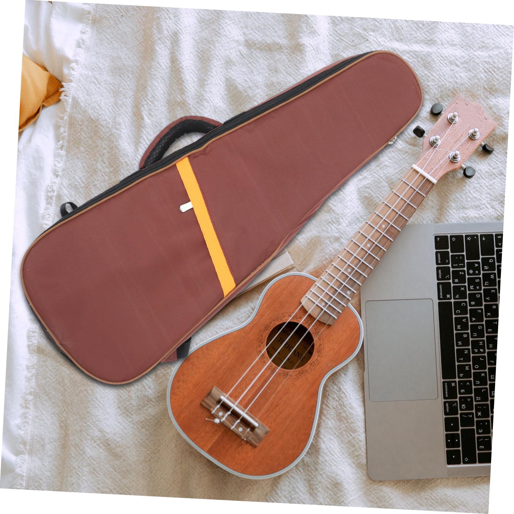ibasenice Housse pour Ukulélé Marron en Tissu Oxford Mousse Épaisse, Compartiments Multiples et Poches pour Organisation Lors des Répétitions Concerts
