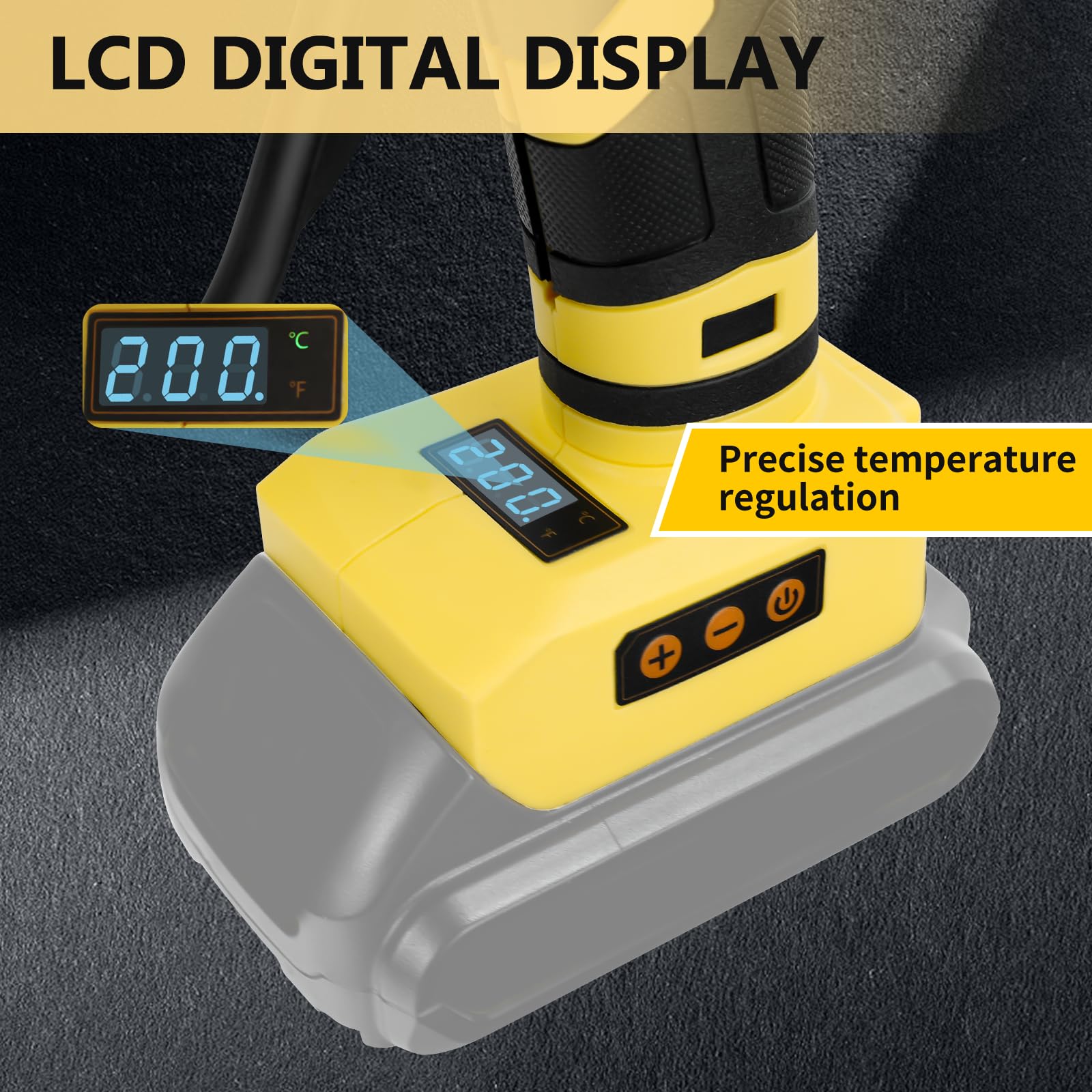 Pistola per colla a caldo senza fili per DeWalt, batteria da 20 V, 100 W, LED digitale, senza fili, con 10 bastoncini di colla, pistola per colla portatile resistente per fai da te, artigianato (senza