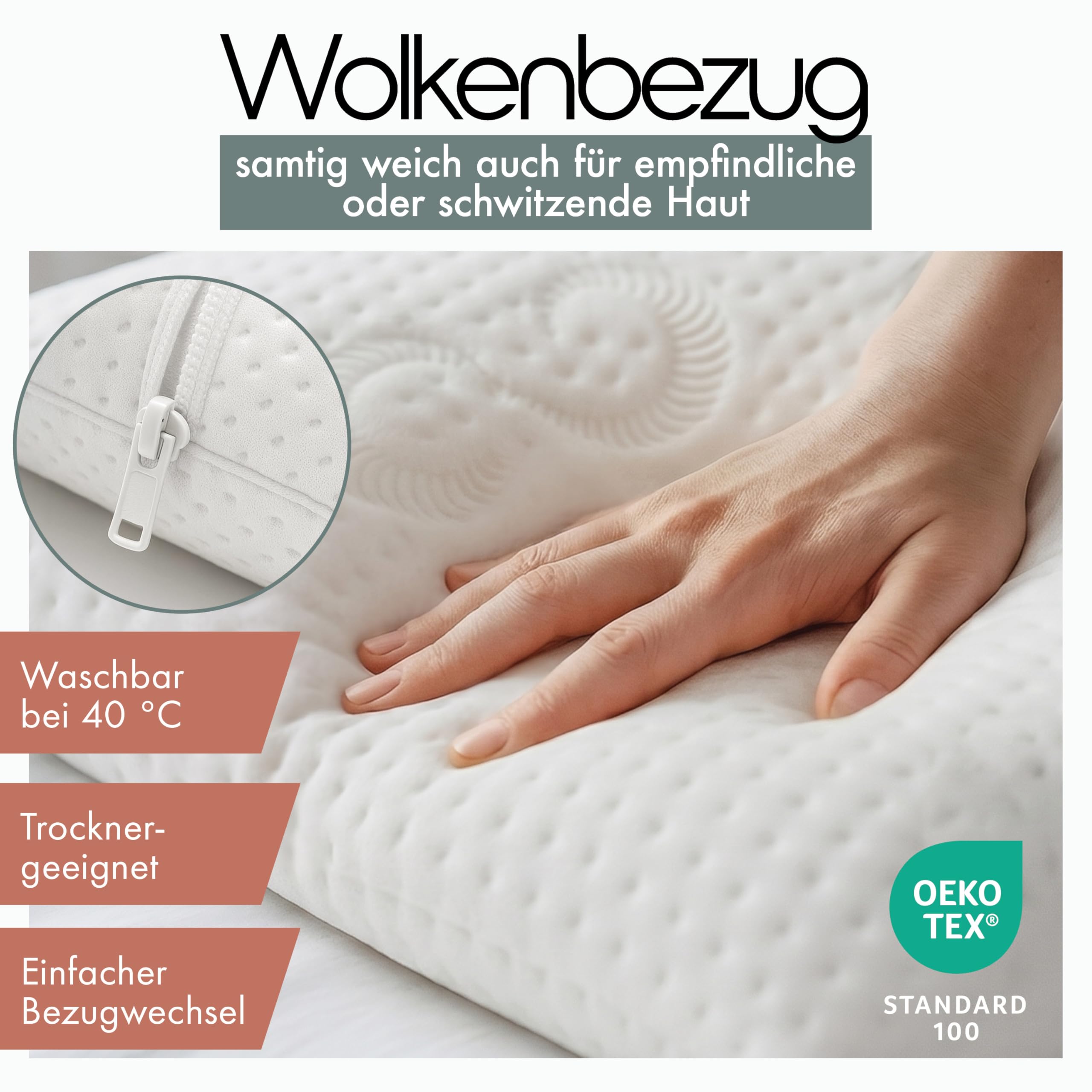 Blumtal Nackenstützkissen aus Memory Foam – Memory Foam Kopfkissen 70x36cm, Kopfkissen mit waschbarem Bezug, Oeko-TEX Zertifiziert, Nackenkissen für alle Schlaftypen 8,5 cm Höhe