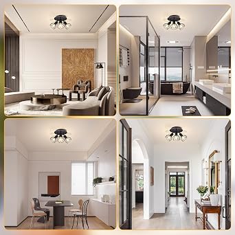 CANMEIJIA Black 3-Way LED Ceiling Light E14 Spot Fitting Rotatable Base [Energy Class F]