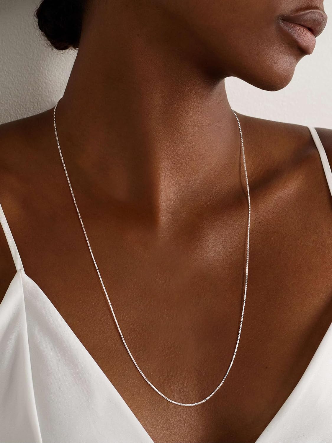 925 Sterling Silver Chain Necklace for Women 16K Gold Plated Box Link Chain Necklace Simple Dainty Choker Necklace Waterproof Link Necklace Trendy Jewelry Gifts - Image 4