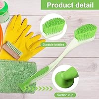 Vista 3 de 5 cepillos largos para platos con asa, cepillo para lavar platos de colores surtidos con ventosa, herramienta de limpieza multiusos para cocina