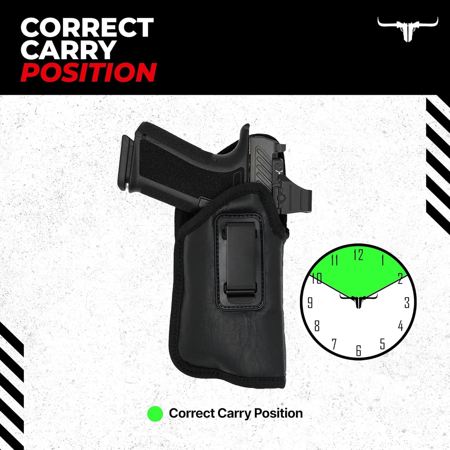 IWB Gun Holster Bundle - Concealed Inside The Waistband Carry Holster & Tactical Belt - Universal Gun Fit for 9mm/40/45 Models with Optic, Flash and/or Laser Attachments