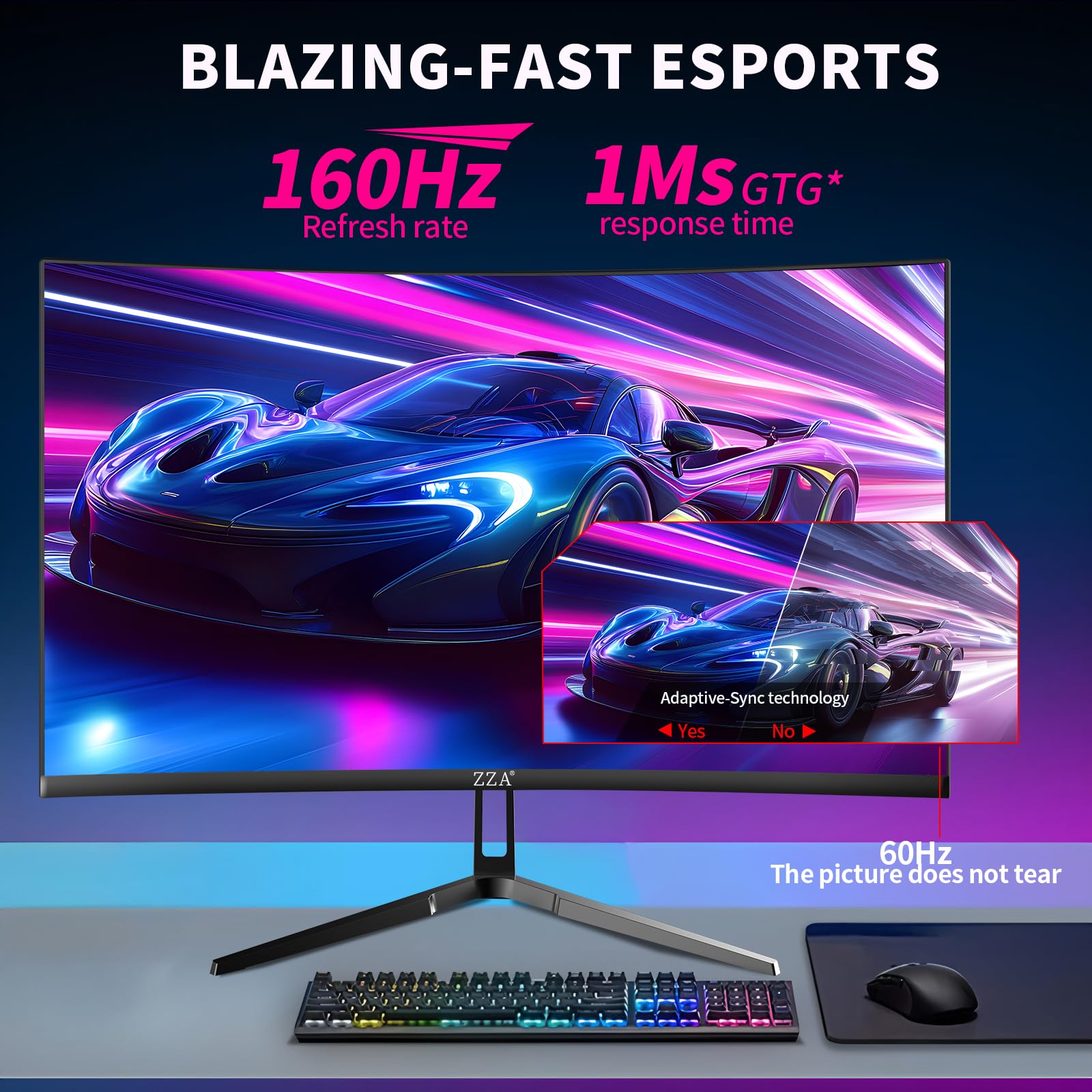 Amazon.com: ZZA 32 Inch Curved Gaming Monitor 4K 160HZ Computer