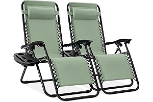 Set of 2 Outdoor Adjustable Comfy Folding Lounge Chairs