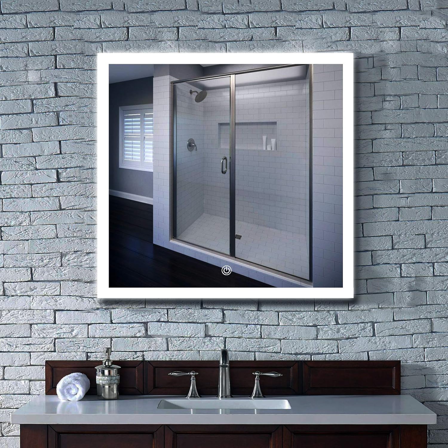 Buу 2 gеt 3 MAVISEVER 36 x 36 Inch LED Lighted Bathroom Mirror Wall Mounted Anti-Fog Backlit Mirror for Bathroom Wall, Adjustable Color Temperature, Touch Switch Button, Square Led Mirror (Vertical & Horizontal)