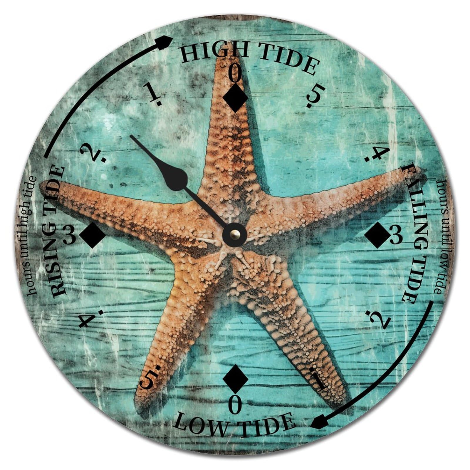 Horloge marée bois ronde 38cm objet décoration marine mer salon moderne