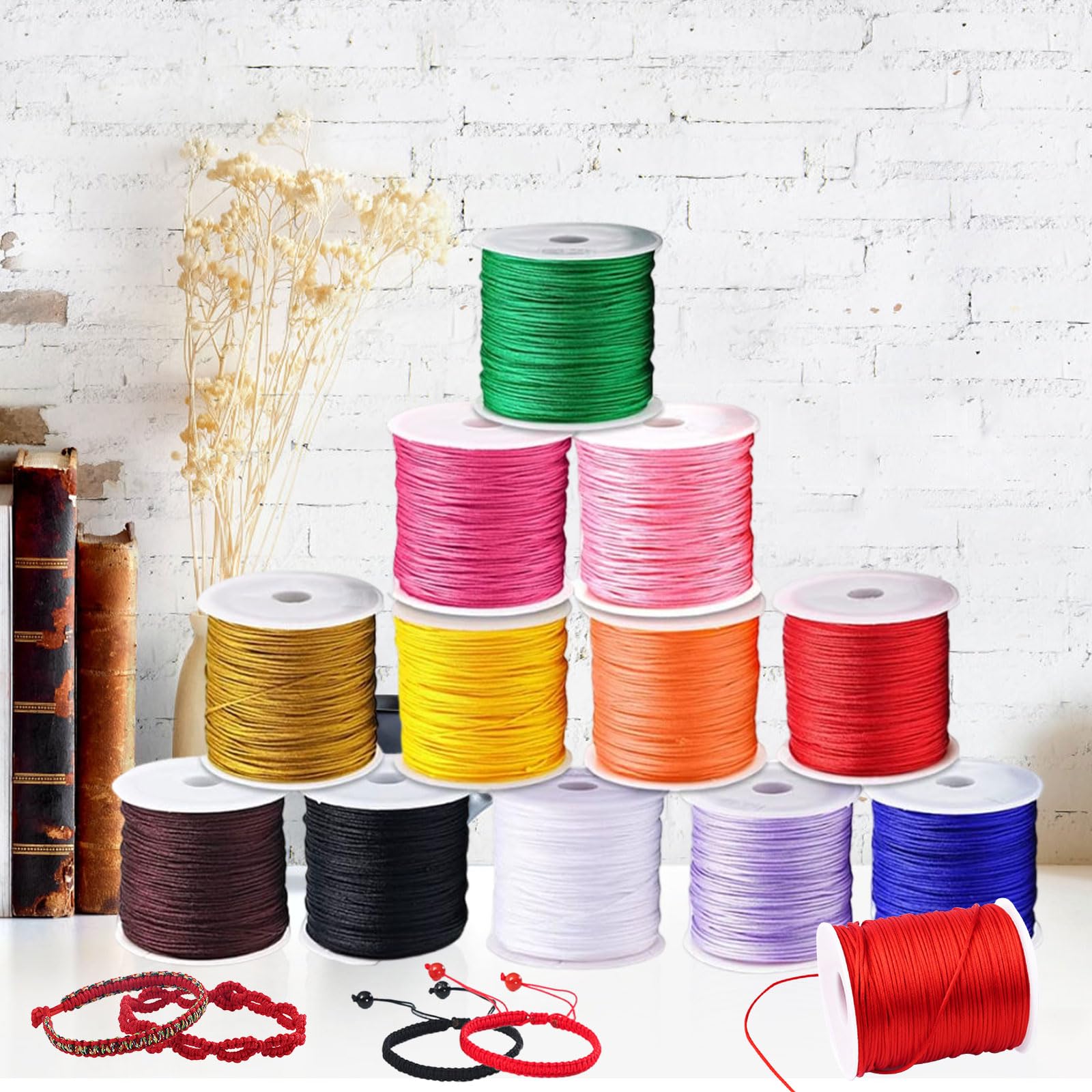 Raguso 100M x 0 , 8mm Nylon Cinese Nodo Nodo Braccialetto macramè Fare Rattail Filo Macrame Filo Corda Nylon bordare Braccialetto bracciali e collane Fai da Te creazione di Gioielli Nero