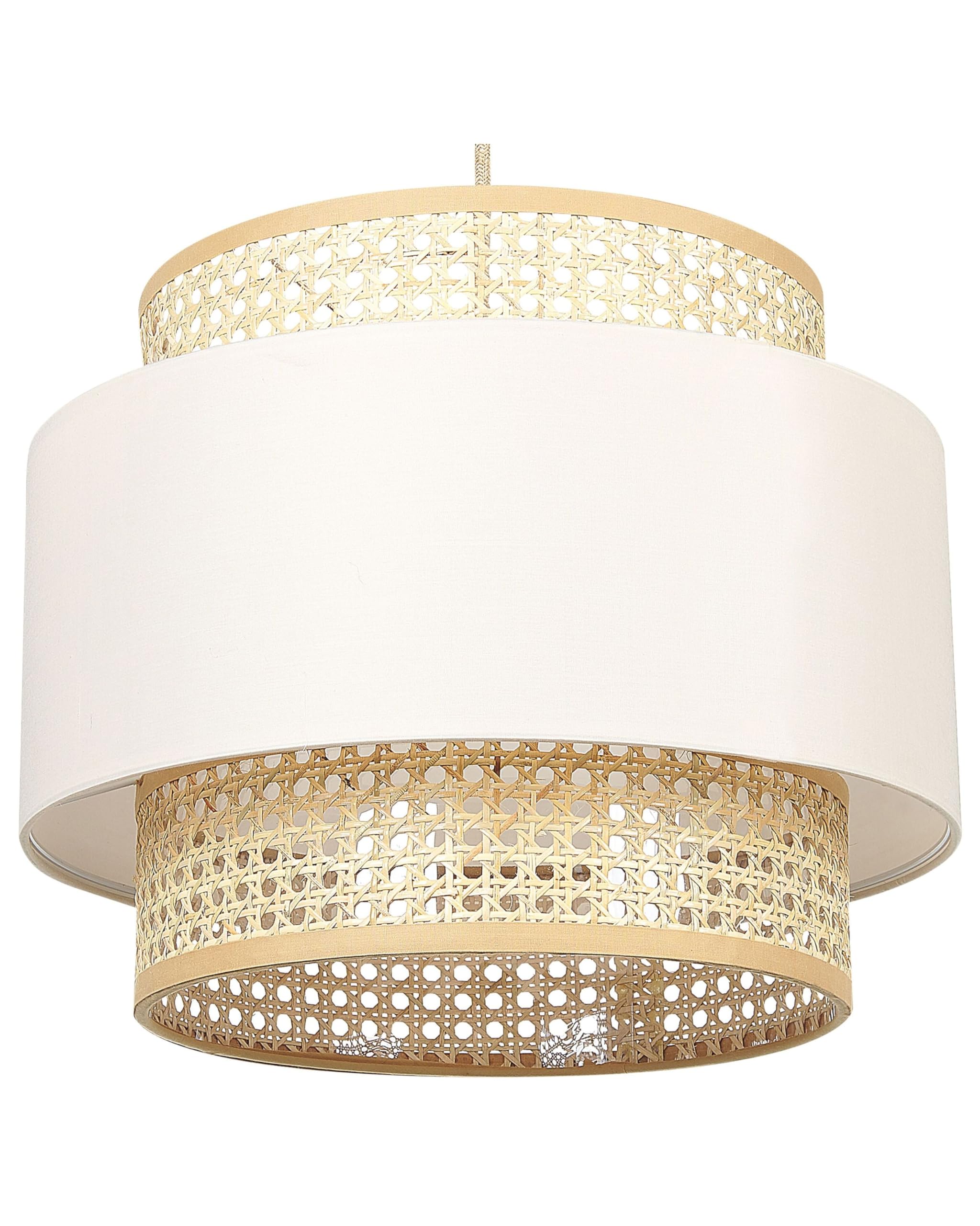 Beliani Lampada a sospensione illuminazione rattan naturale paralume beige