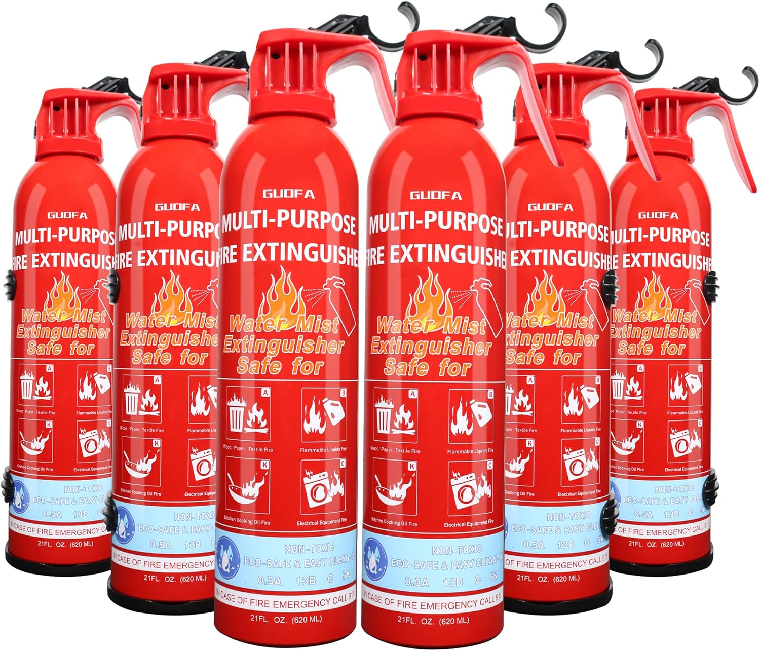 Fire Extinguisher for Home, 6 Pack Vehicle Fire Extinguishers for A B C K Fire Types, Portable Extinguisher for Car Boat Kitchen House Office Garage Marine