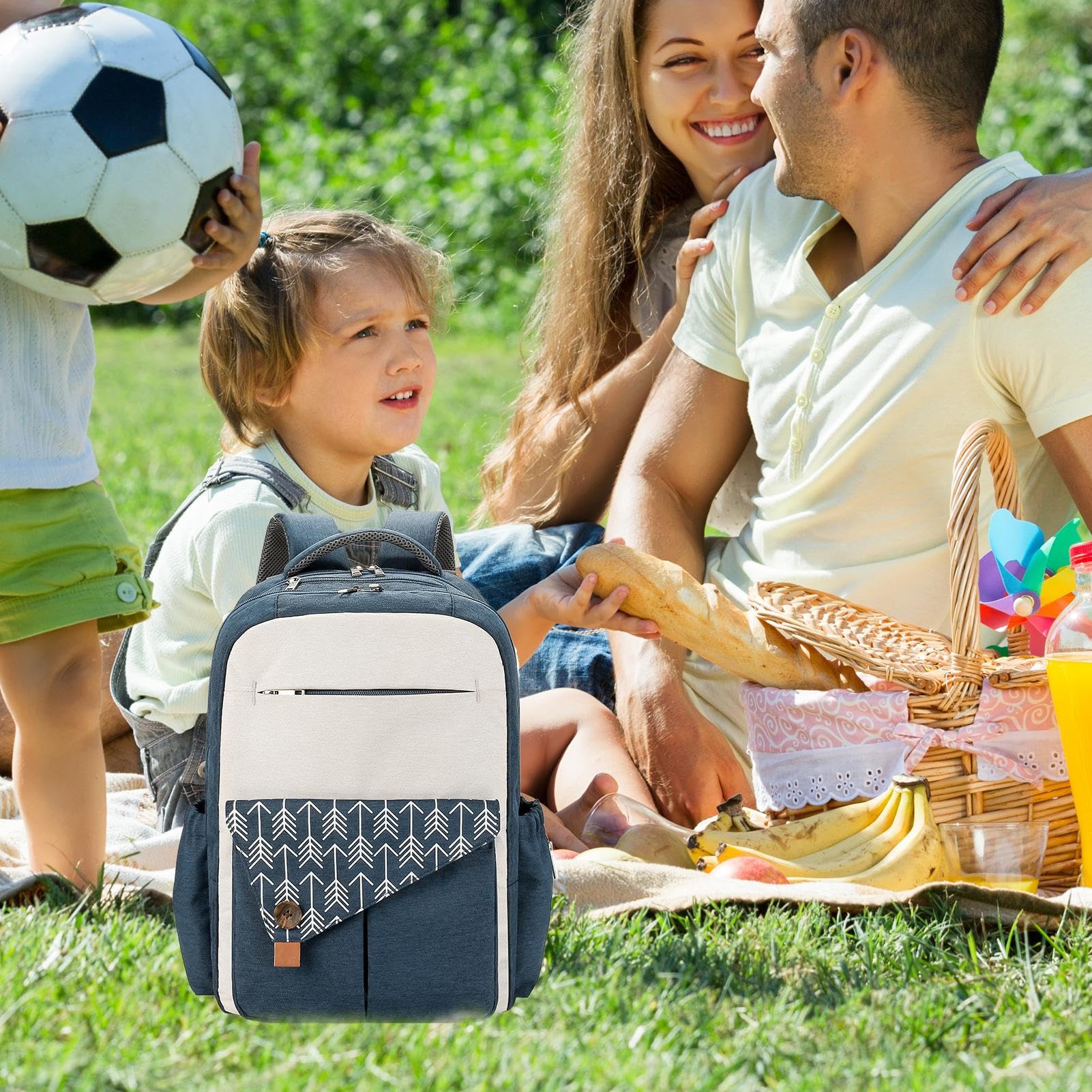 Zaino per pannolini da donna, in tessuto Oxford, borsa da viaggio per bambini, borsa da viaggio impermeabile a doppio strato con porta di ricarica USB, organizer multifunzione di grande capacità per