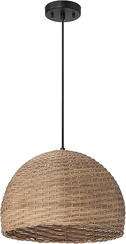 Miniatura 10 de Robert Stevenson Lighting Calypso - Lámpara de techo de metal y mimbre tejida a mano, natural