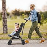 Poussette pour bébé, poussette parapluie avec poussette pliable et auvent réglable, poussette pour nouveau-né pliable avec panier de rangement, porte-gobelet, roues à suspension pour nourrissons (Noir)