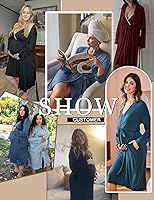 Vista 5 de Ekouaer Conjunto de bata y bata de maternidad para mujer, camisón de lactancia para el parto, ropa de embarazo, S-XXL