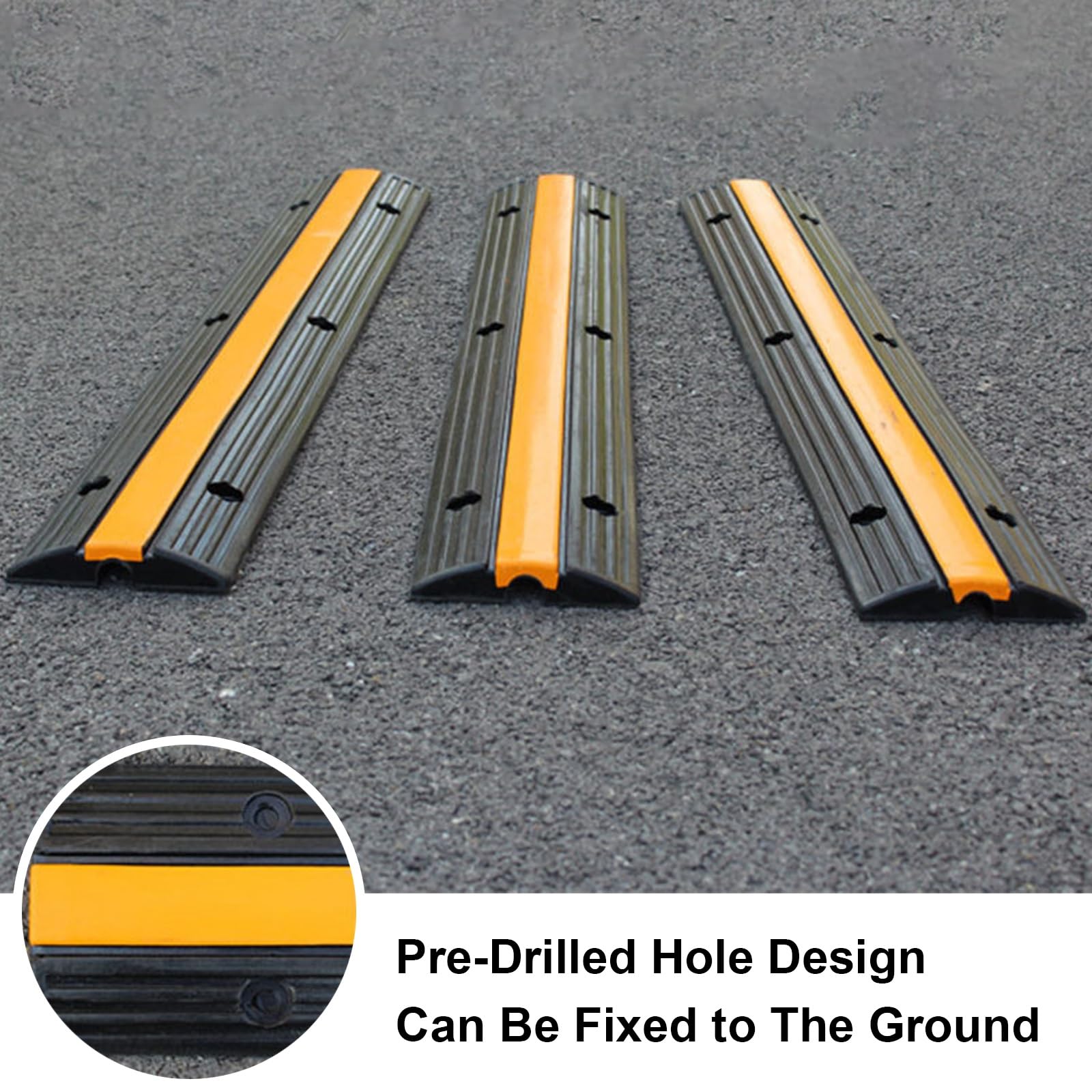 Rampa de Protección de Cable de 1 Canal, Canaleta Pasacables de Suelo de Caucho y PVC, Pasacables Suelo para Cables/Mangueras/Tuberías, Carga de 15 Toneladas
