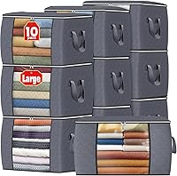 Vista 55 de Fab totes Paquete de 8 bolsas de almacenamiento plegables para mantas, contenedores de almacenamiento para organizar dormitorio, armario, ropa, Gris