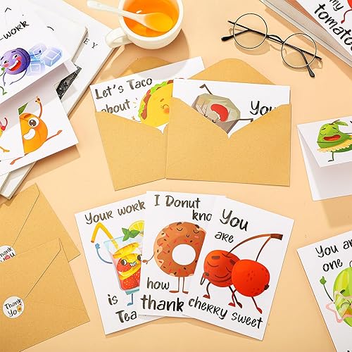 Miniatura 3 de Fulmoon Paquete de 200 tarjetas de agradecimiento divertidas con sobres y calcomanías, tarjetas de felicitación de palabras de palabras de
