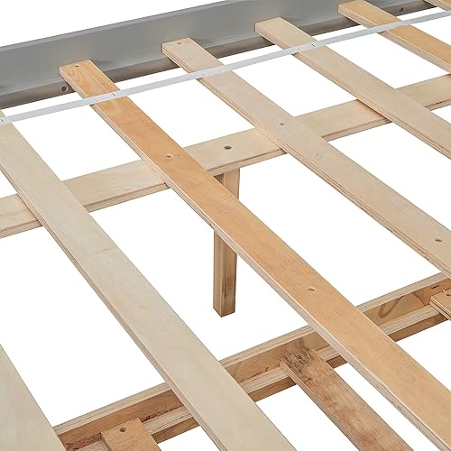 Miniatura 8 de Anwick Cama individual con cama nido, base de cama individual con cabecera de estantería, cama de plataforma individual de madera con cama nido