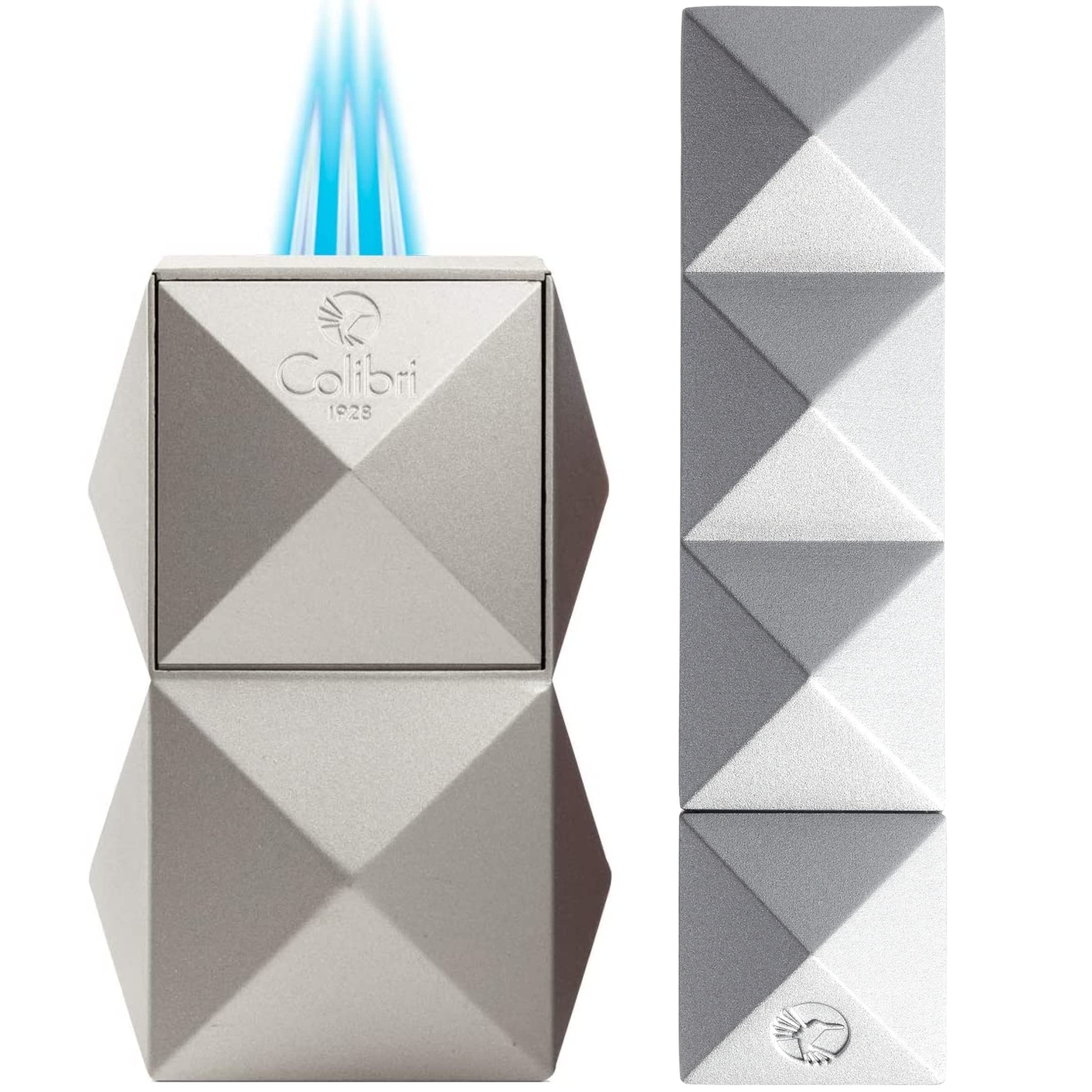 Colibri Quasar Triple Flame Lighter Silver Colibri Quasar Punch Metallic Silver