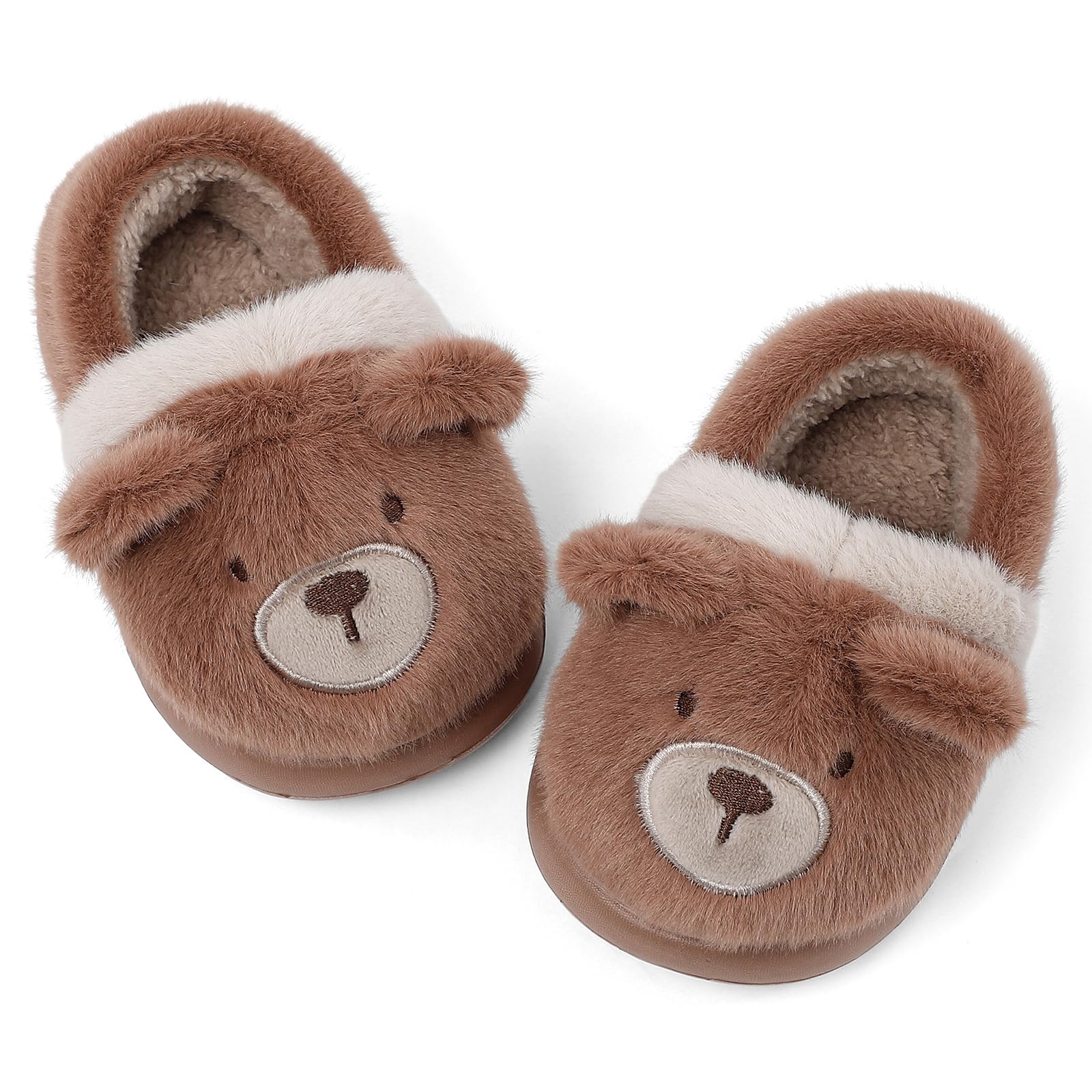 Toddler Kids Slippers Cartoon Animal Winter Warm Furry Shoes for Boys Girls Indoor Outdoor