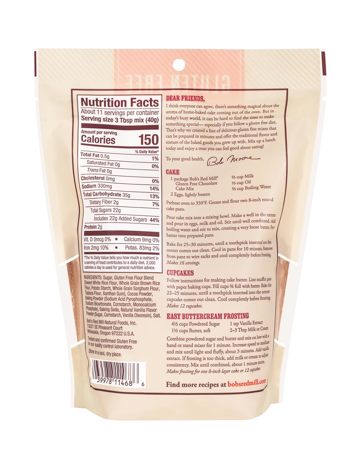 Bob's Red Mill Gluten Free Chocolate Cake Mix, 16oz (Pack of 4) - Gluten Free, Kosher