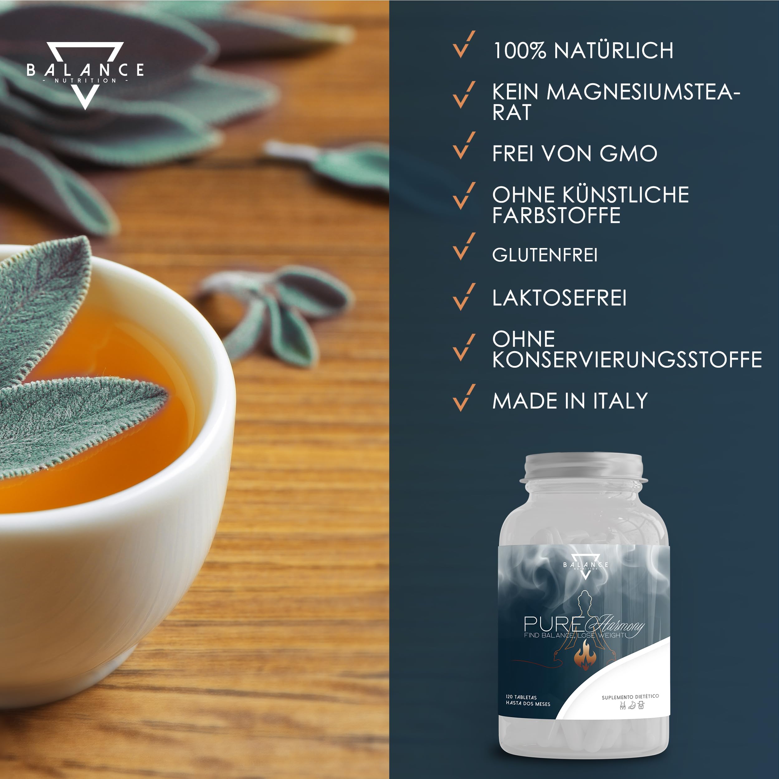 PUREHARMONY® (MIT DETOX DRAINAGE DIÄT) 120 Tabletten | Abnehmen Schnell Fettverbrenner I Fat Burner, Appetitzügler, SelectSIEVE Libra®, Klinischen Studien zur Förderung des Sättigungsgefuhls