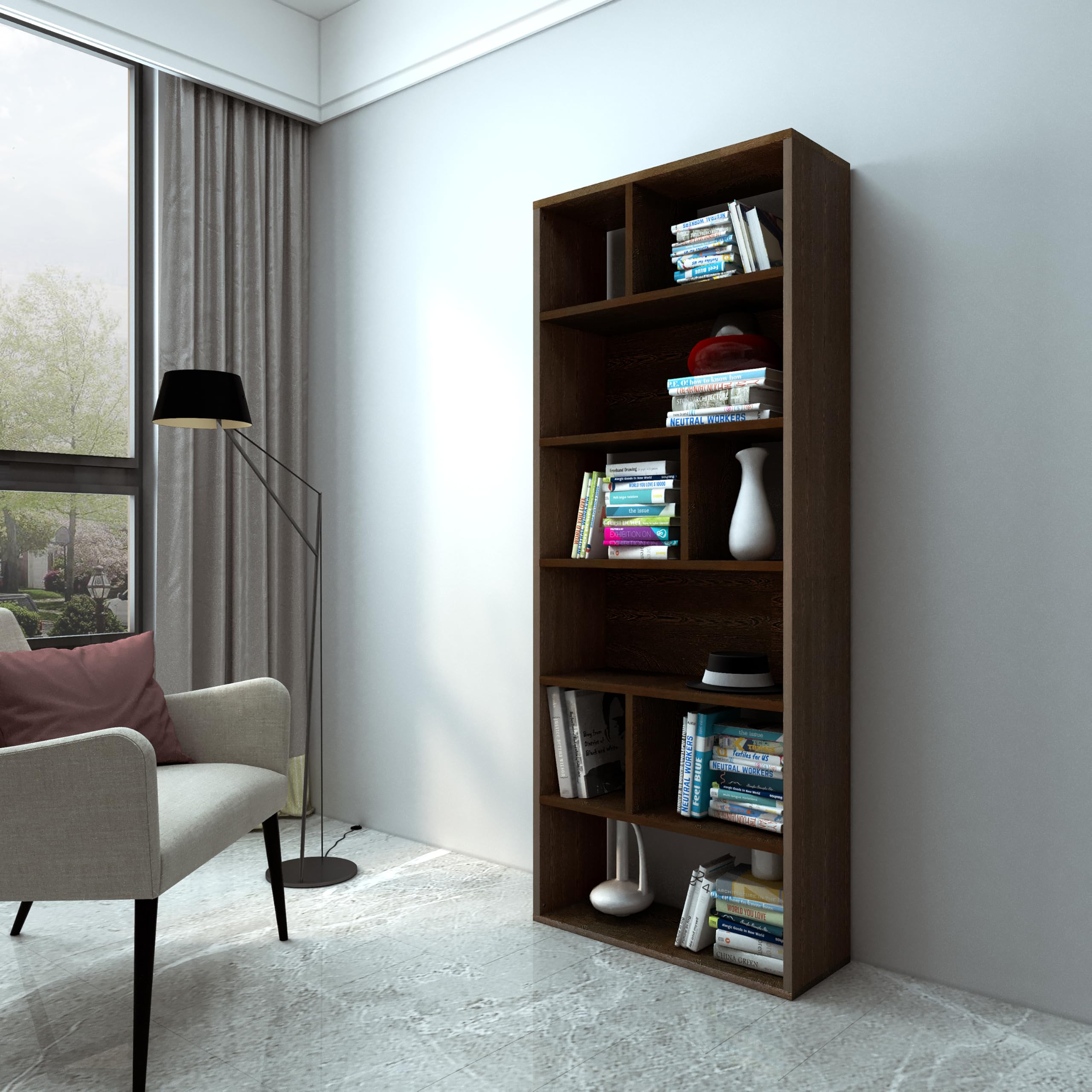 Bharat Lifestyle Nevis Engineered Wood Open Book Shelf (Finish Color - Wenge, DIY(Do-It-Yourself))-image-46