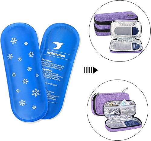 Miniatura 7 de Luxja Estuche de viaje de insulina con bolsas de hielo reutilizables para enfriador de insulina (paquete de 4), color gris