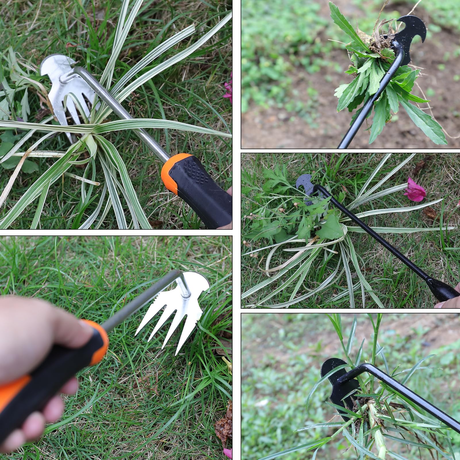 Unkrautabzieher, tragbares Unkraut-Werkzeug, Manganstahl, Gartenarbeit, für Handjäter für Gemüsegarten, Hinterhof, Bauernhof, Pflanz- und Entwurzelungswerkzeug (2 Stück)