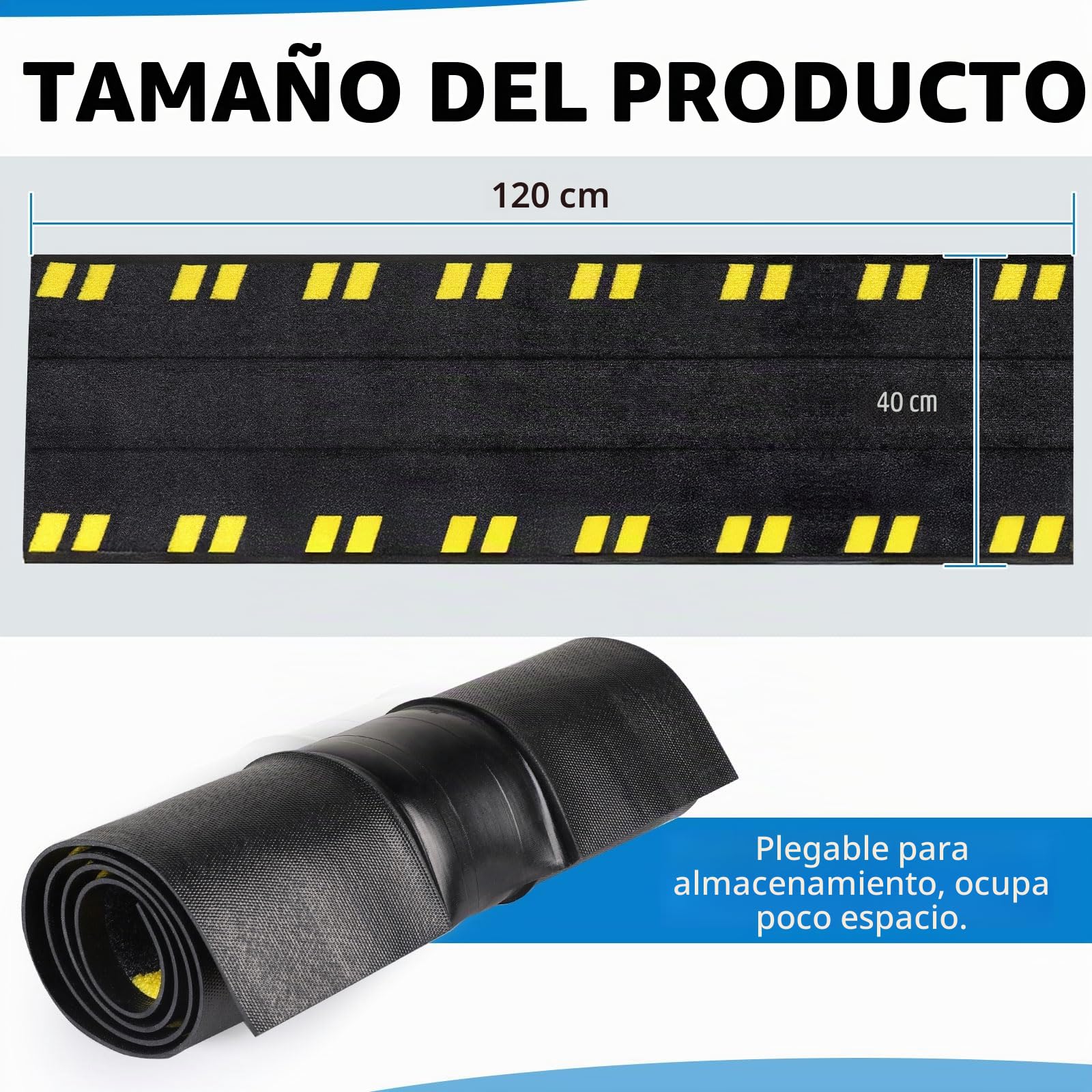 SWAWIS Cubrecables Pasacables de Goma 120 x 40 cm - Alfombrilla Protectora de Cables de Nylon y Goma - Canal para Cables de Suelo Interior/Exterior - Rápida, Sencilla y Recolocable