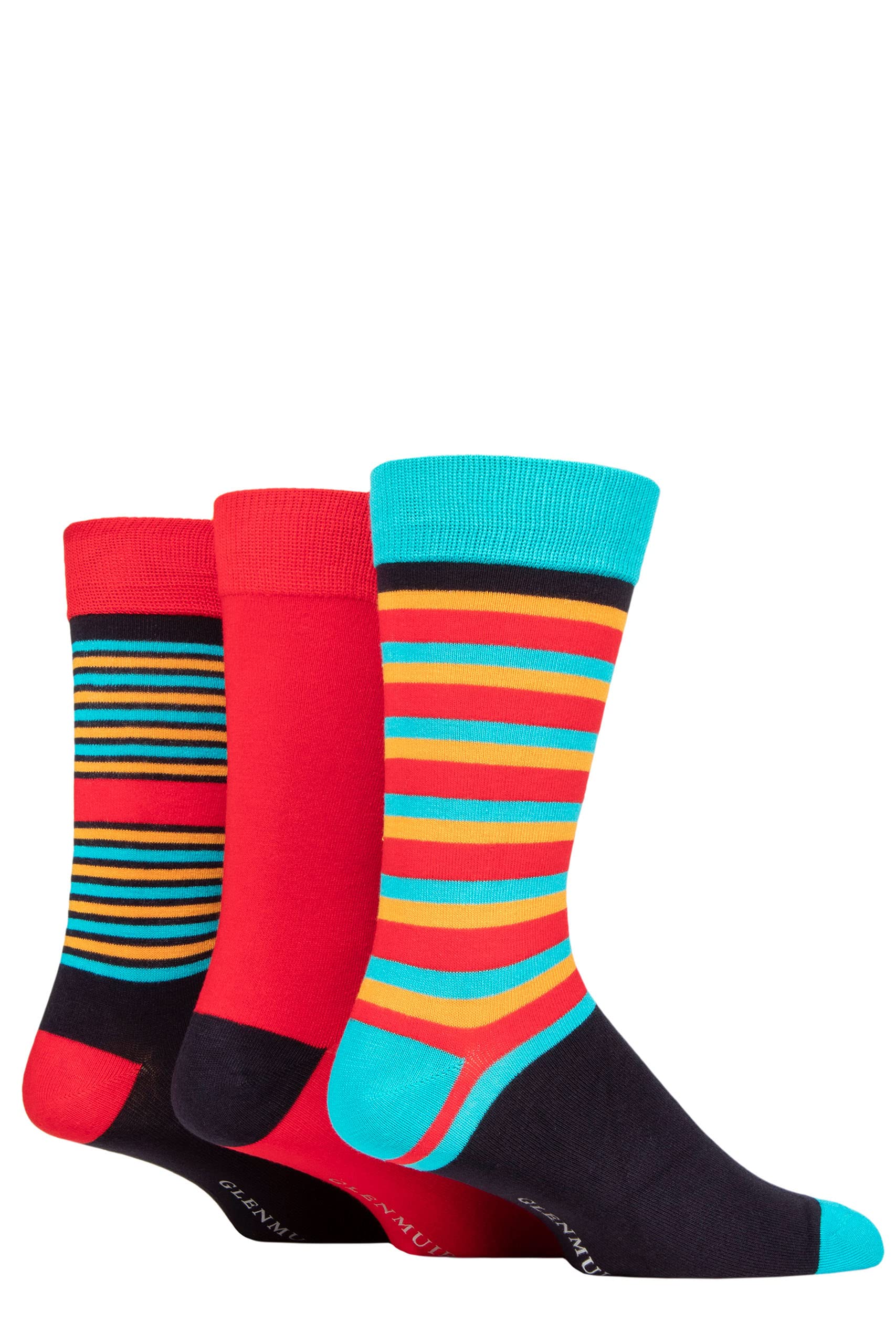 GlenmuirMens Patterned and Plain Boxed Bamboo Socks Pack of 3