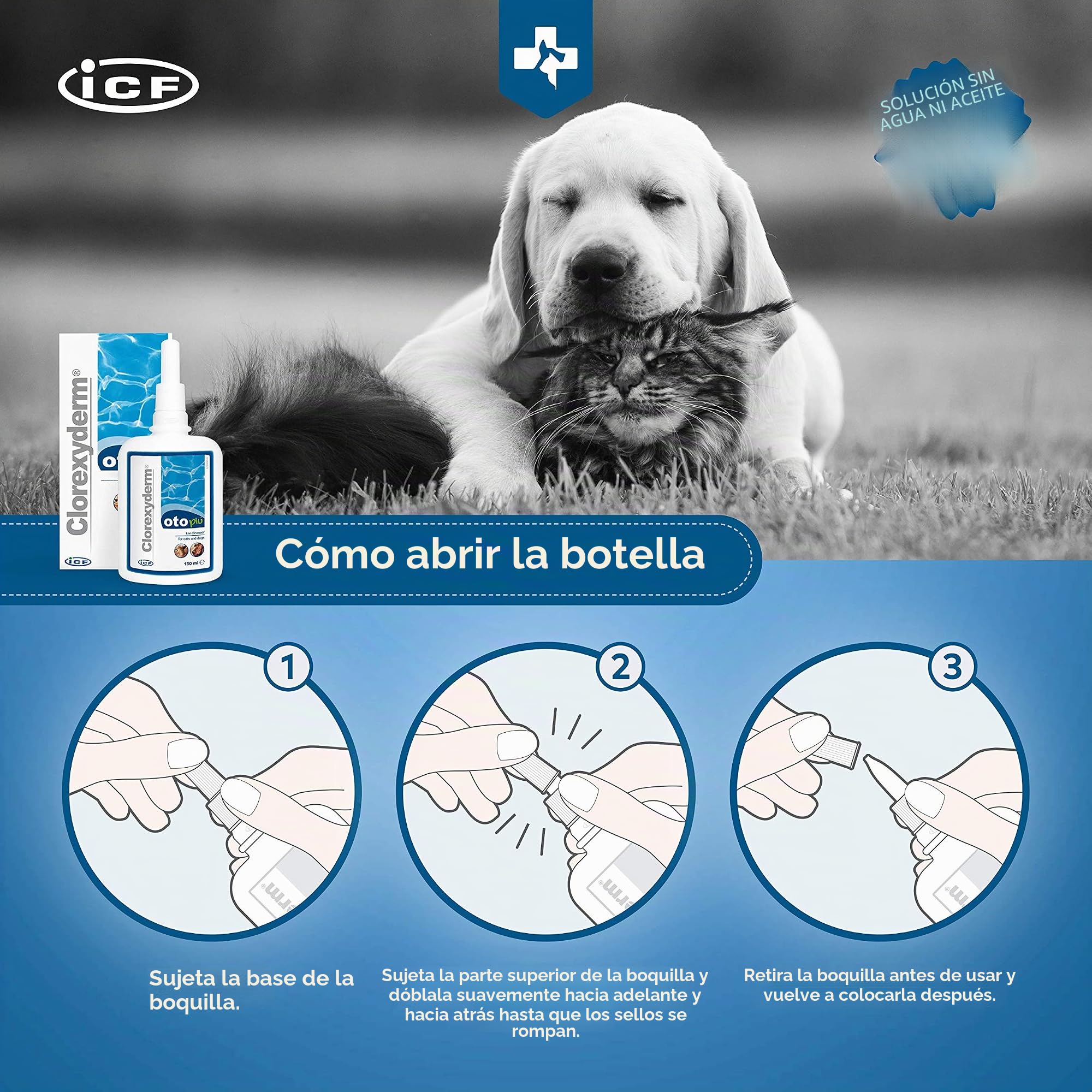ICF Livisto Clorexyderm Oto PIU - Limpiador de oídos (2 x 150 ml)