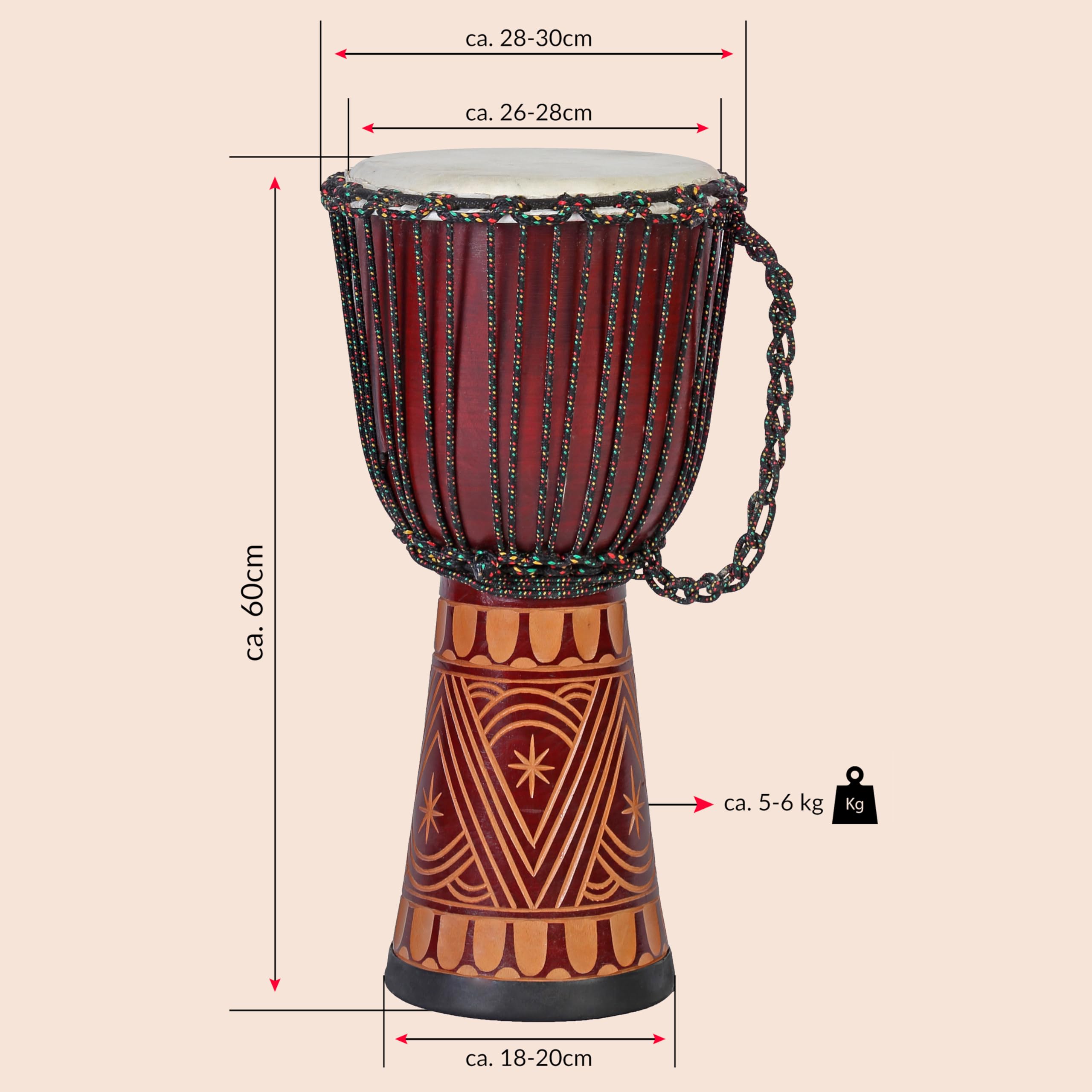 60cm Profi Djembe Trommel Bongo Drum Darbuka Art Super Klang Afrika Style