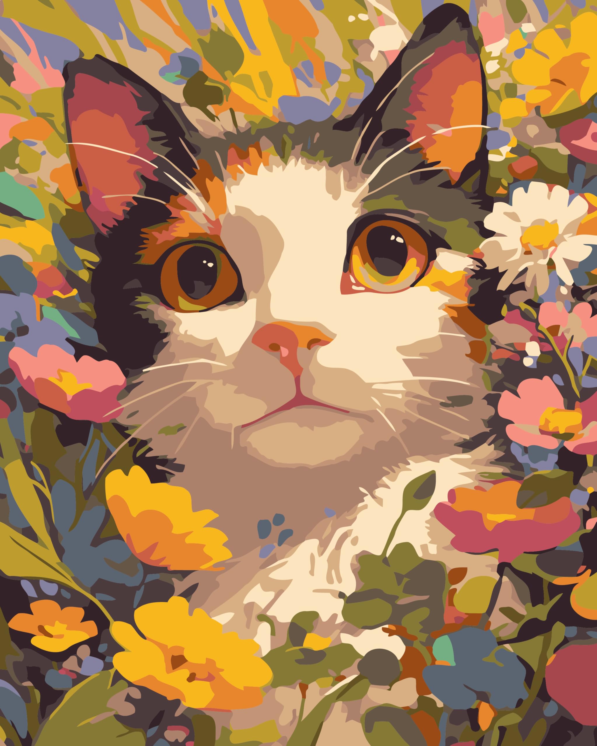 CaptainCrafts Paint by Numbers for Adults DIY Oil Painting Paint by Numbers with Canvas Acrylic Art Crafts House Decor 16x20 Inch (Frameless, Dorky cat) — image 1