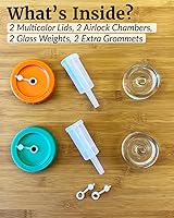 Vista 6 de Elementi Kit de fermentación – Juego de 2 pesos de fermentación de vidrio y tapas de fermentación de tarros Mason para tarros Mason de boca ancha