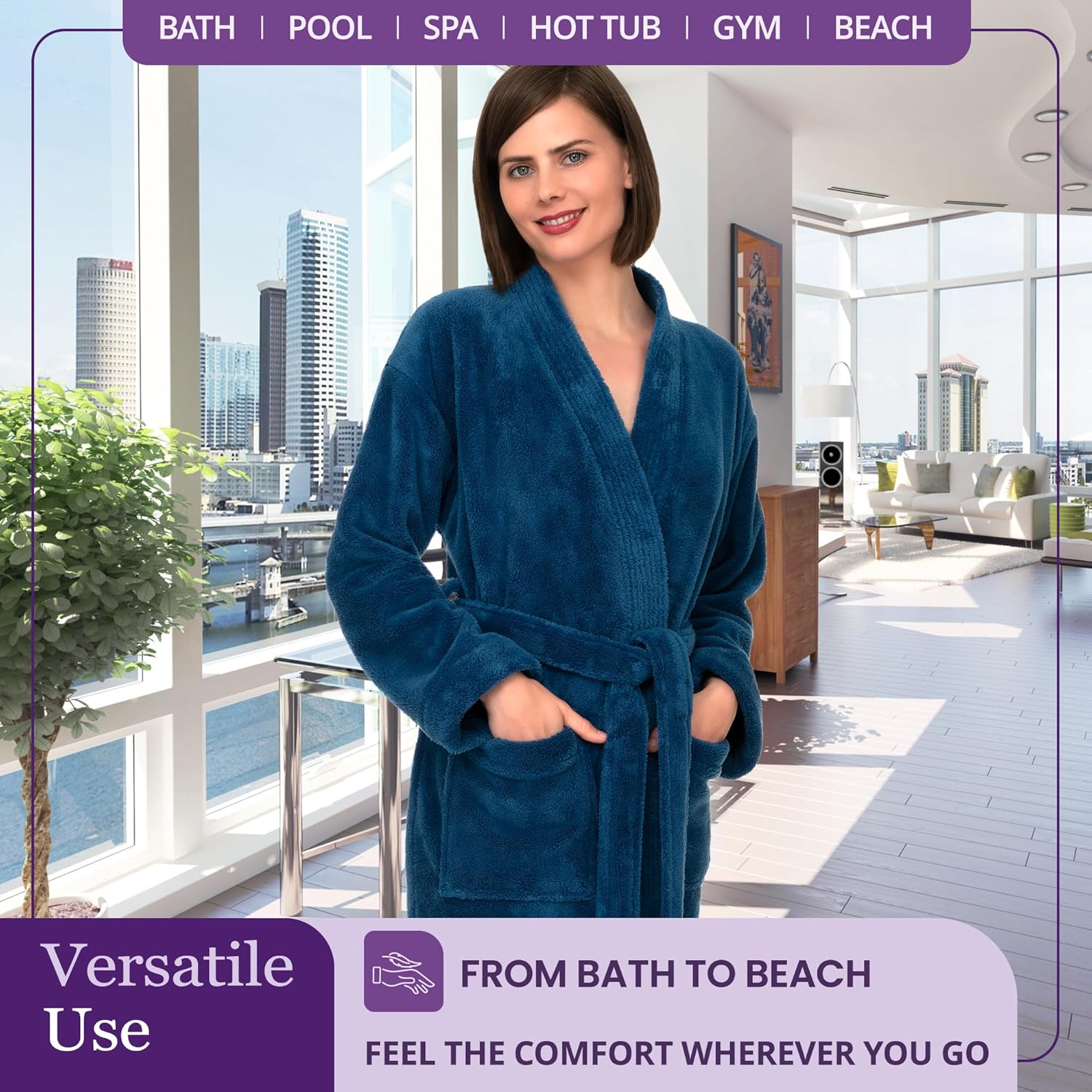 TowelSelections Womens Robe Soft Plush Bathrobe Fleece Kimono Spa Bath Robe for Women - Image 4