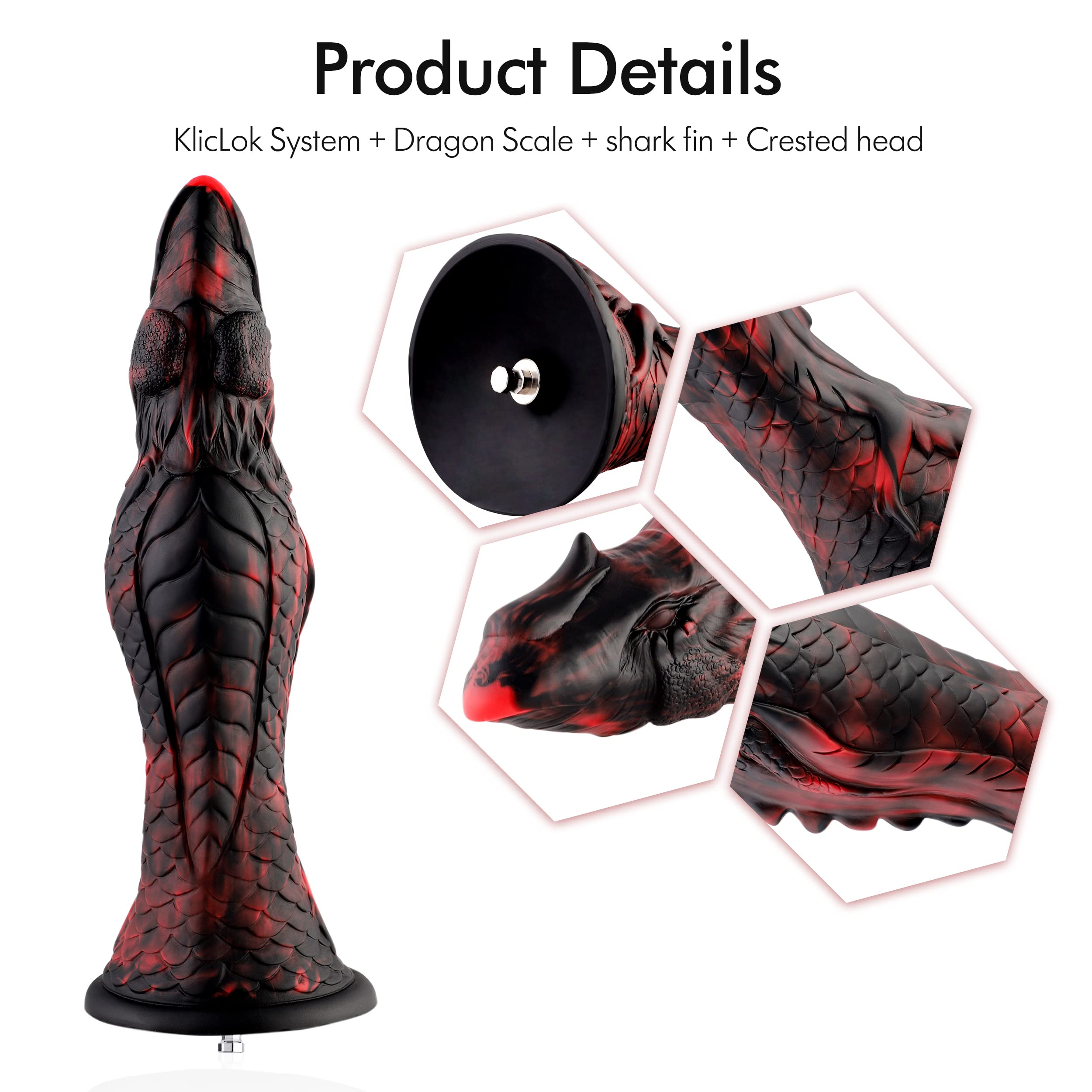 Hismith with KlicLok System, 7.8ā Insertable Length - 2.26 Max Width, Tapered Anal Sex Toy for Sex Machine: 10.2ā Silicone Dildo